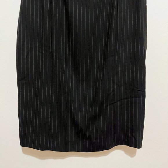 Ann Taylor Sleeveless Vertical Stripes Black Wool Blend Dress - Picture 4 of 7